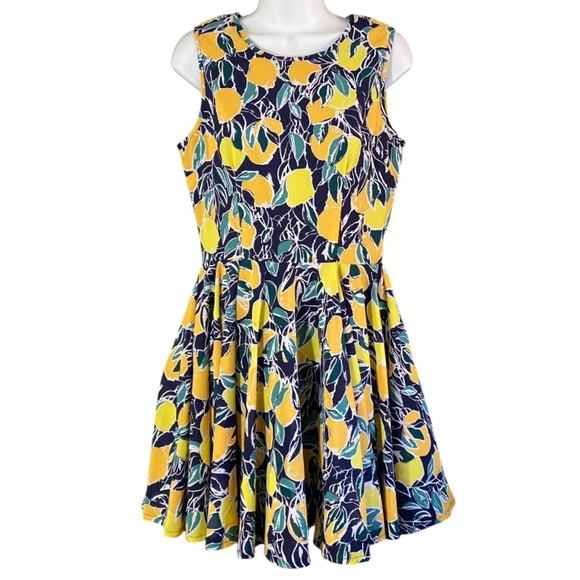 Maison Jules Dresses & Skirts - Maison Jules Lemon Print Fit & Flare Dress Cottagecore Retro Style Fruit Citrus